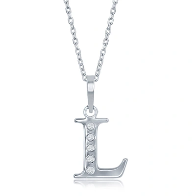 Simona Sterling Silver 0.03cttw Diamond 'h' Initial Pendant W/chain In Silver