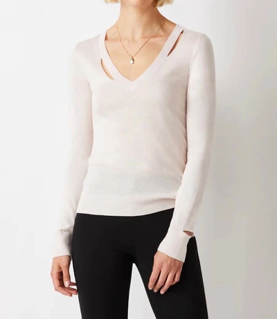 Shop Ecru Long Sleeve V-neck With Cutouts Top In Pink