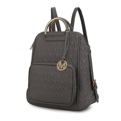 Mkf Collection By Mia K Torra Milan "m" Signature Trendy Backpack In Grey