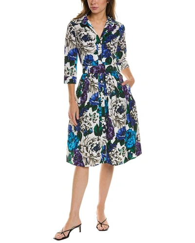 Shop Samantha Sung Audrey 1 3/4-sleeve Shirtdress In Multi