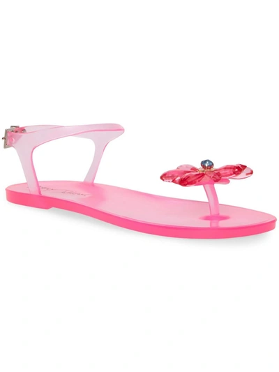 Shop Betsey Johnson Tabby Womens Glitter Flat Jelly Sandals In Pink