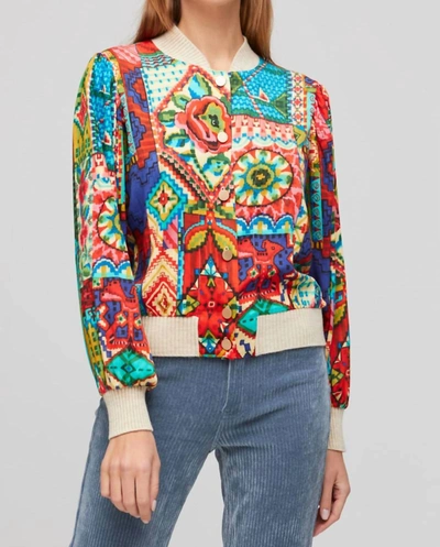 Shop Aldo Martins Silky Knit Print Bomber Jacket In Multi