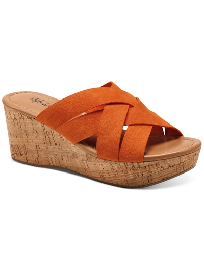 Shop Style & Co Violettee Womens Criss-cross Padded Insole Wedge Sandals In Orange