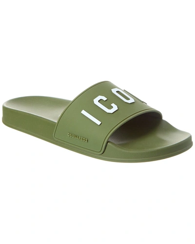 Shop Dsquared2 Icon Rubber Slide In Green