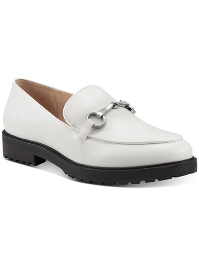 Shop Inc Taylyn Womens Faux Leather Lugged Sole Loafers In White
