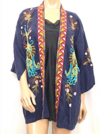 Johnny Was Women's Shula Linen Kimono In Deep Navy In Blue