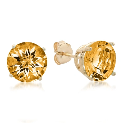 Max + Stone 10k Yellow Gold 8mm Round Checkerboard Cut Stud Earrings In Gold