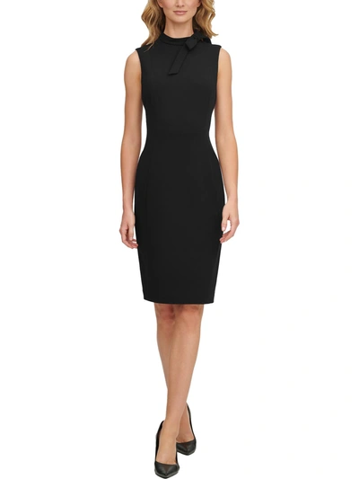 Shop Calvin Klein Womens Tie Neck Midi Wear To Work Dress In Black