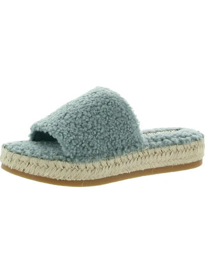 Shop Dolce Vita Karlee Womens Faux Fur Slip On Slide Sandals In Blue