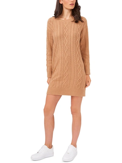 Shop Riley & Rae Womens Knit Mini Sweaterdress In Brown