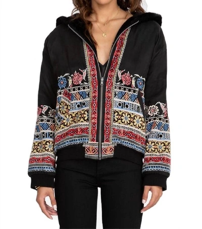 Johnny Was Malini Fur Bomber Jacket In Black