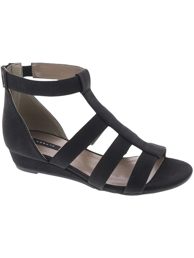 Shop Array Athena Womens Open Toe Ankle Strap Wedge Sandals In Black