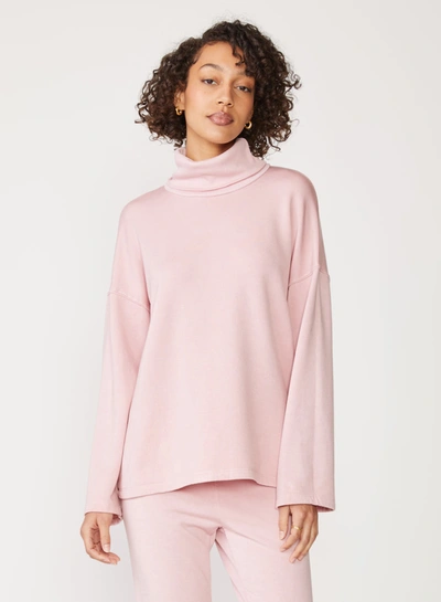 Shop Stateside Softest Fleece Turtleneck Top In Chalk Pink