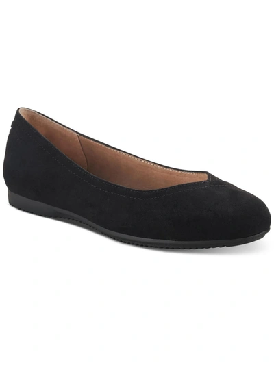 Shop Style & Co Lydiaa Womens Faux Leather Snake Print Ballet Flats In Black