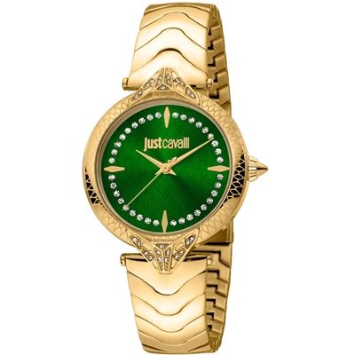Shop Just Cavalli Women's Animalier Green Dial Watch In Gold