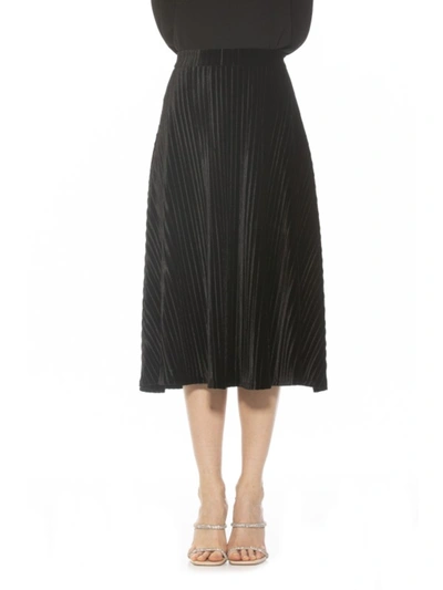 Alexia Admor Alaina Velvet Midi Skirt In Black