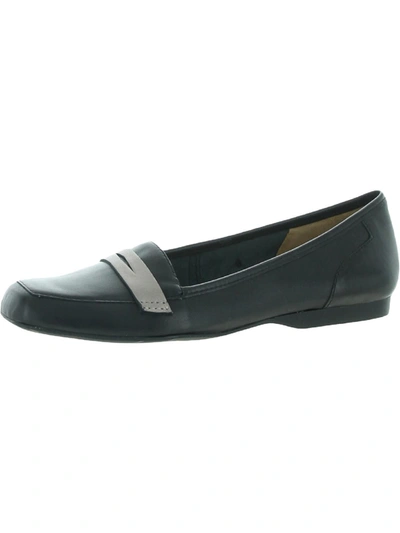 Shop Array Marlowe Womens Leather Square Toe Penny Loafers In Black