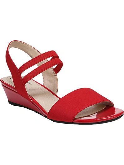 Shop Lifestride Yolo Womens Solid Ankle Strap Wedge Sandals In Red