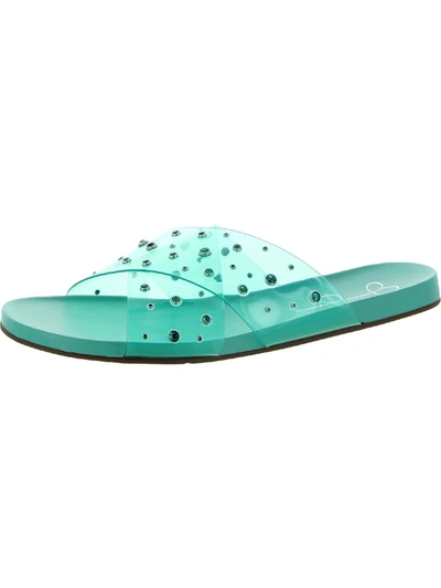 Shop Jessica Simpson Tislie Womens Open-toe Slip-on Slide Sandals In Blue