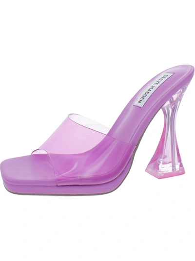 Shop Steve Madden Lipa Womens Faux Leather Square Toe Mule Sandals In Purple