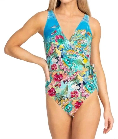 Johnny Was Mixi One Piece Multi Color Swimsuit Wrap Style In Multi
