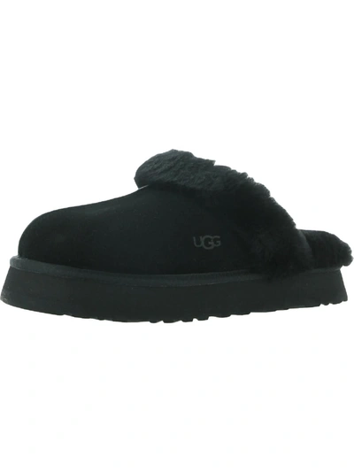 Shop Ugg Disquette Womens Suede Slip On Slide Slippers In Black