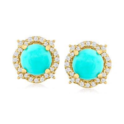 Shop Canaria Fine Jewelry Canaria Turquoise Earrings With . Diamonds In 10kt Yellow Gold In Blue