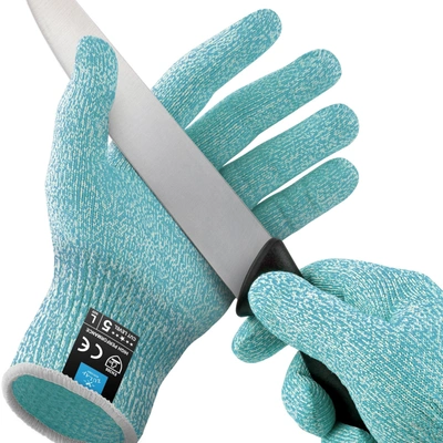 Shop Zulay Kitchen Large Cut Resistant Gloves Food Grade Level 5 Protection In Blue