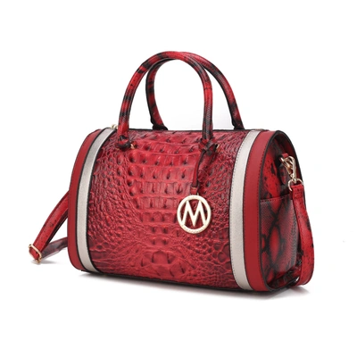 Shop Mkf Collection By Mia K Eleanor Faux Crocodile-embossed Vegan Leather Women's Satchel In Red