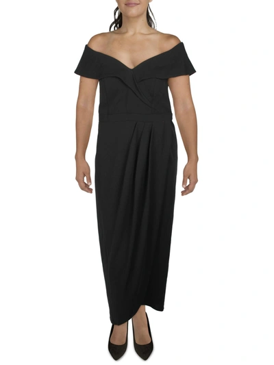 Shop Xscape Plus Womens Off-the-shoulder Maxi Evening Dress In Black