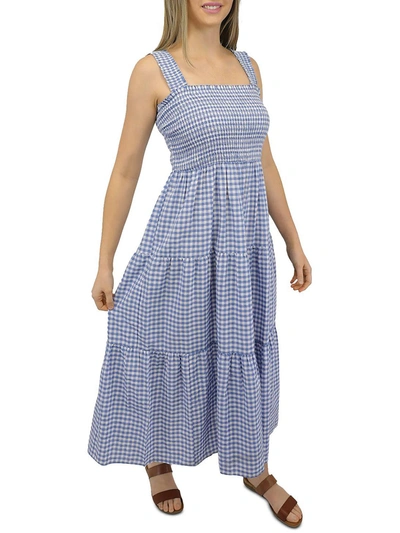 Shop Beachlunchlounge Womens Checkered Tea-length Midi Dress In Blue