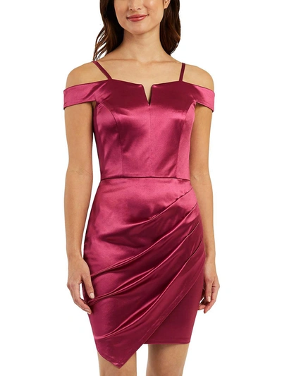 Shop Bcx Womens Satin Asymmetrical Sheath Dress In Red