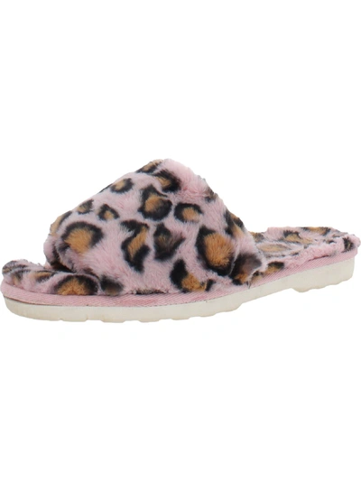 Shop Array Womens Faux Fur Slip On Slipper Shoes In Pink