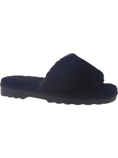 Shop Array Womens Faux Fur Slip On Slipper Shoes In Blue