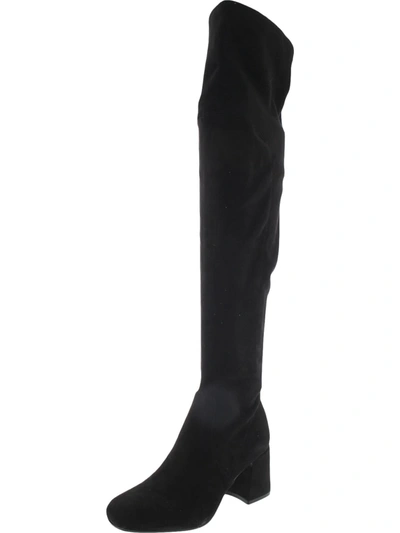 Shop Nine West Blocky 02 Womens Suede Pull-on Knee-high Boots In Black