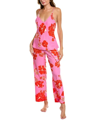 Shop Natori 2pc Passion Flower Pajama Set In Pink