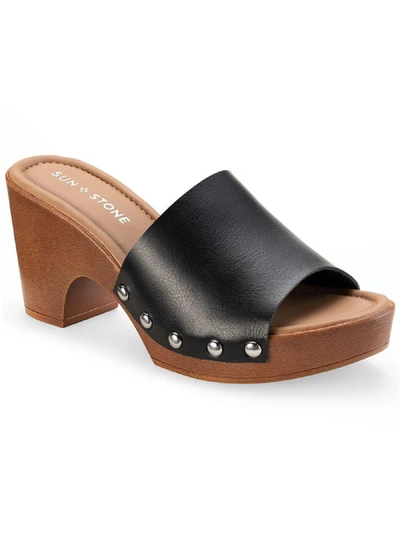 Sun + Stone Alina Womens Faux Leather Studded Mule Sandals In Multi