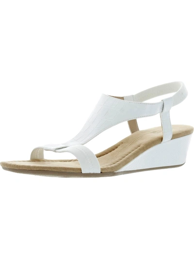 Alfani Vacanza Womens Faux Leather Wedge Sandals In Multi