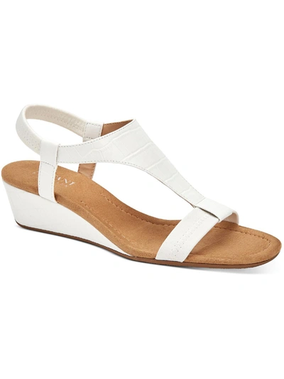 Shop Alfani Vacanza Womens Faux Leather Wedge Sandals In White