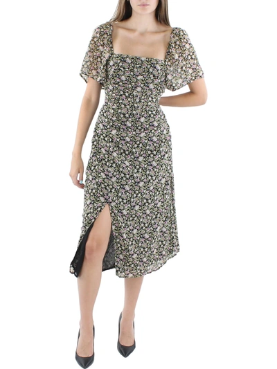 Shop Black Tape Womens Floral Print Calf Midi Dress In Multi
