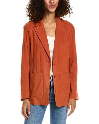Shop Monrow Oversized Linen-blend Blazer In Orange