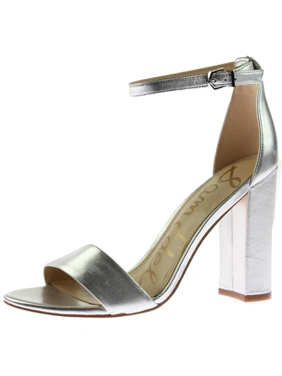 Shop Sam Edelman Yaro Womens Block Heel Evening Sandals In Silver