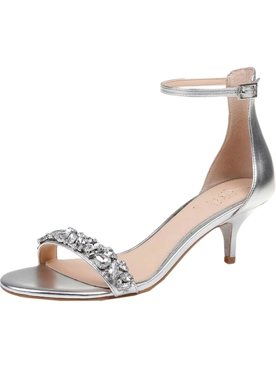 Shop Jewel Badgley Mischka Dash Womens Padded Insole Embellished Heel Sandals In Silver