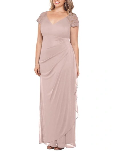 Shop X By Xscape Plus Womens Ruched Full Length Evening Dress In Pink