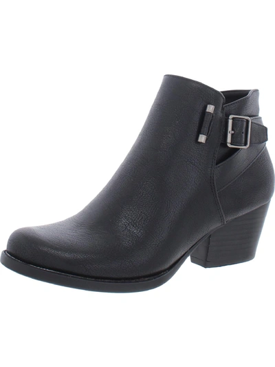 Baretraps Reggie Womens Faux Leather Almond Toe Ankle Boots In Black