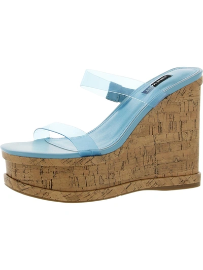 Shop Nine West Rapps Womens Slip On Dressy Wedge Sandals In Blue