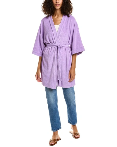 Shop Monrow Terry Cloth Kimono In Purple
