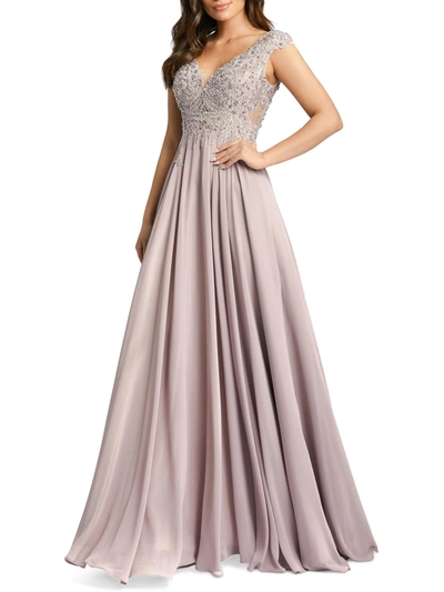 Shop Mac Duggal Womens Embellished Sleeveless Evening Dress In Multi
