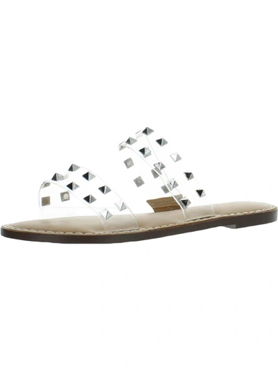 Wild Pair Ginnie Womens Double-band Slip On Flat Sandals In White