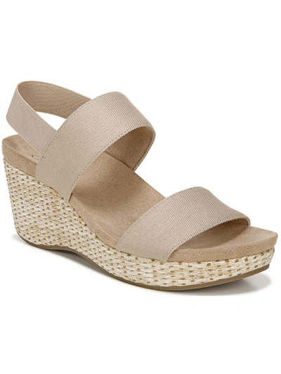 Lifestride Delta Womens Solid Ankle Strap Wedge Sandals In Beige